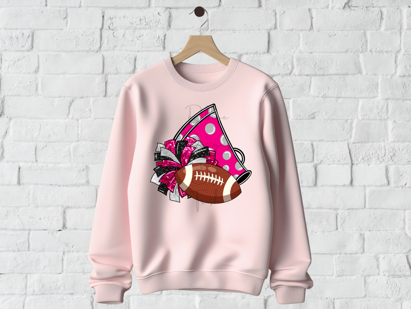 Pink Glitter Football Cheer Sweatshirt